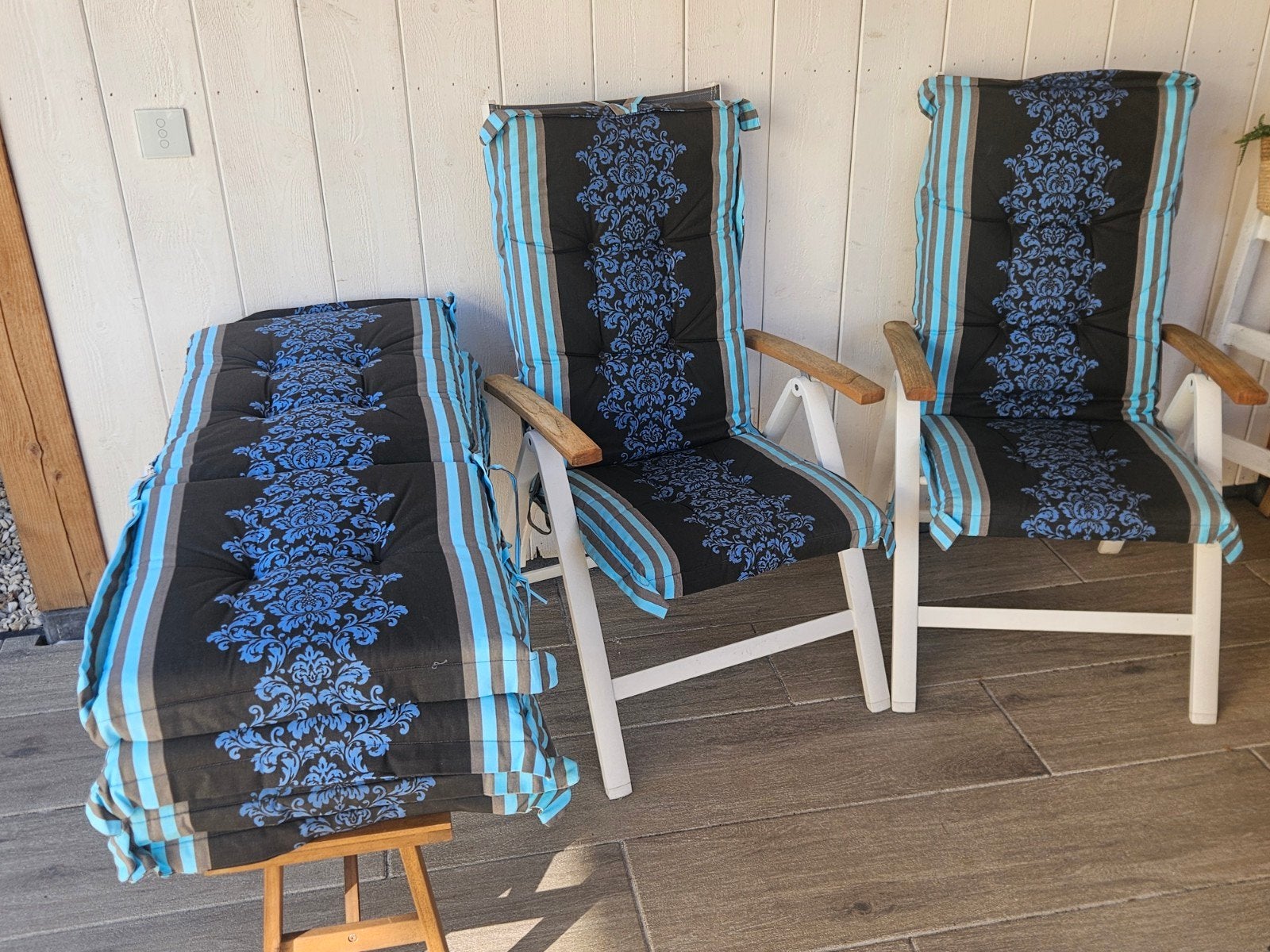 6 Cinderella tuinkussens - 100% katoen - hoge rug - 120 x 50, Tuin en Terras, Ophalen, Zo goed als nieuw