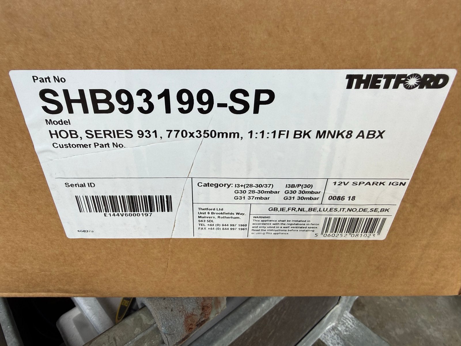 Thetford SHB93199-SP Kookplaat - Nieuw in doos, O, Minder dan 85 cm, O, Nieuw