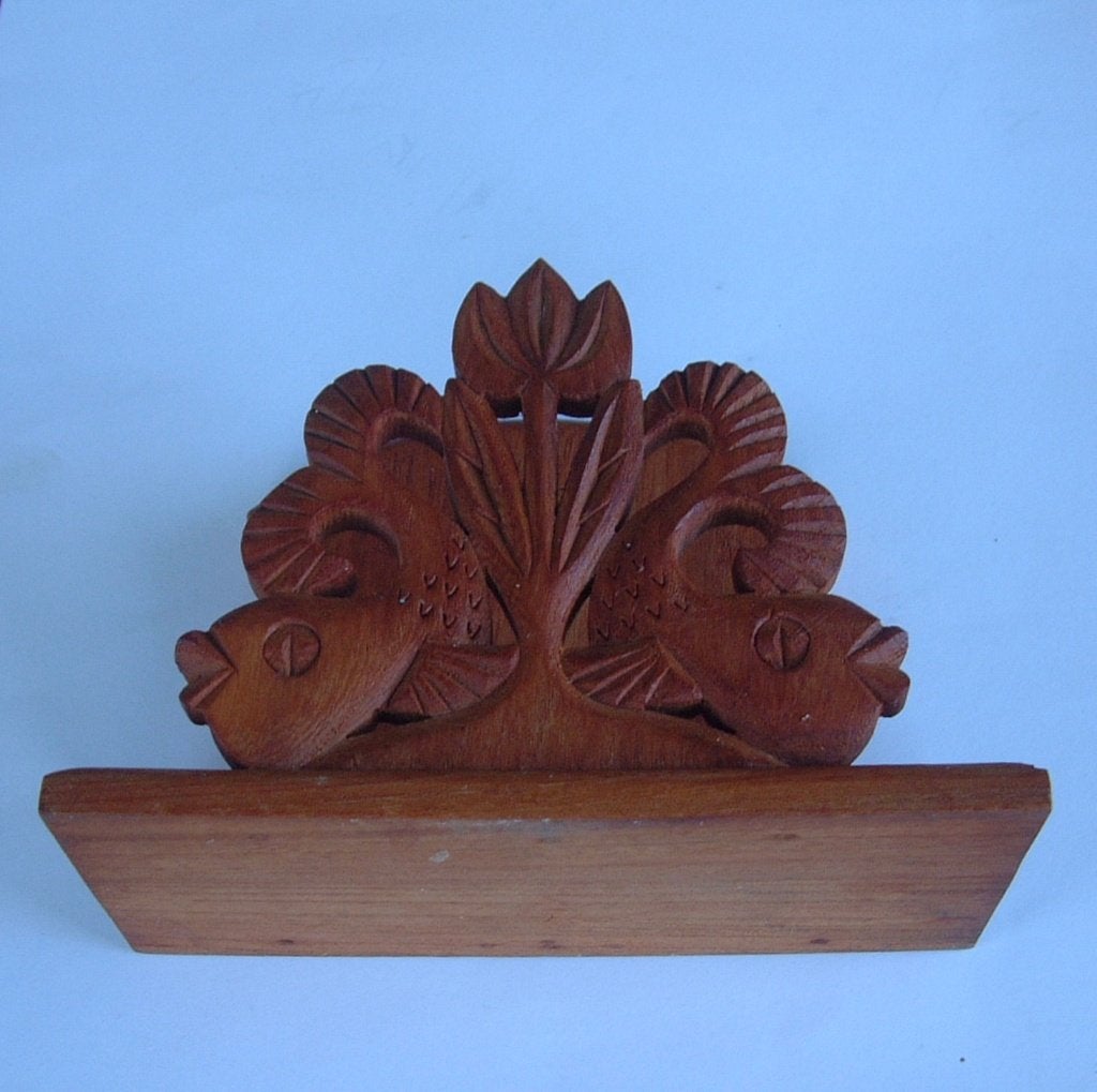 houtsnijwerk servethouder brievenhouder Sjoerd Venema vissen, Antiek en Kunst, Ophalen of Verzenden, Hout, Houtsnijwerk
