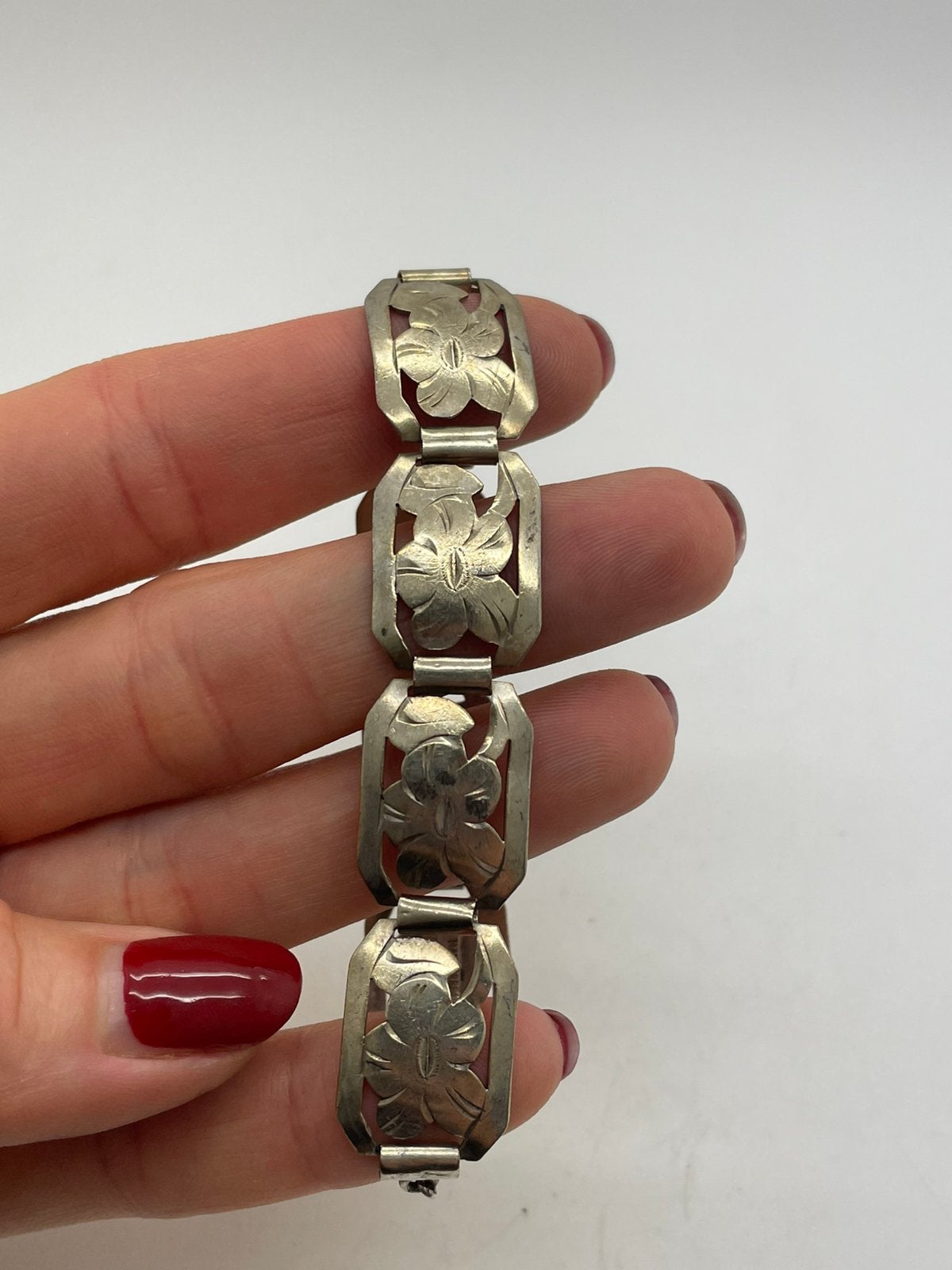 G507 Prachtige 835 zilveren paneel armband, Sieraden, Tassen en Uiterlijk, Ophalen of Verzenden, Zilver, Armband