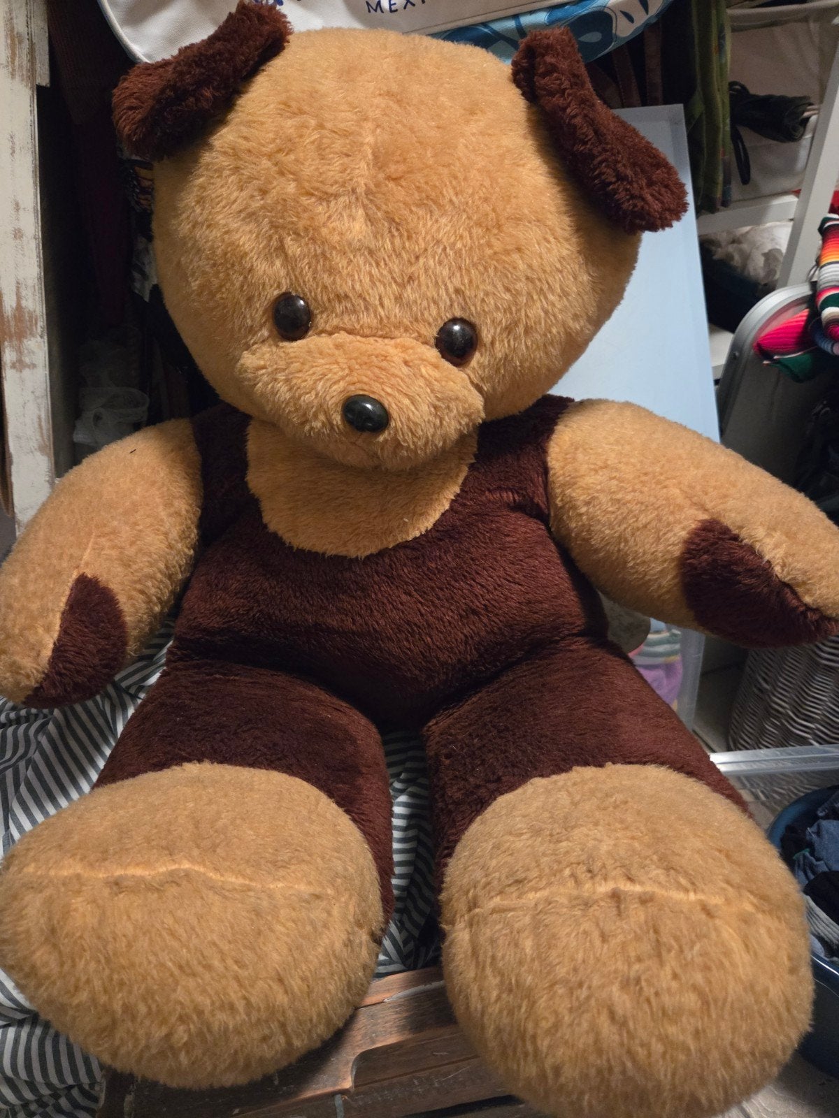 te koop grote beer 95 cm is al meer dan 50 jaar oud, Verzamelen, Beren en Cherished Teddies, Ophalen, Zo goed als nieuw, Stoffen beer