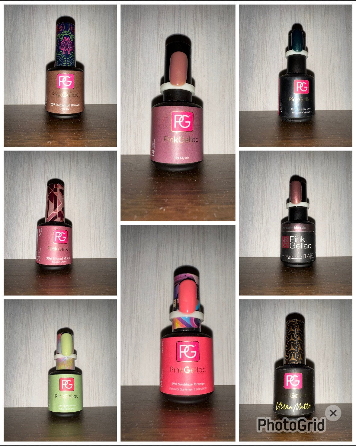 Pink Gellac 7 kleuren + 1 topcoat (ultra matte), Ophalen of Verzenden, Gebruikt, Handen en Nagels, Toebehoren