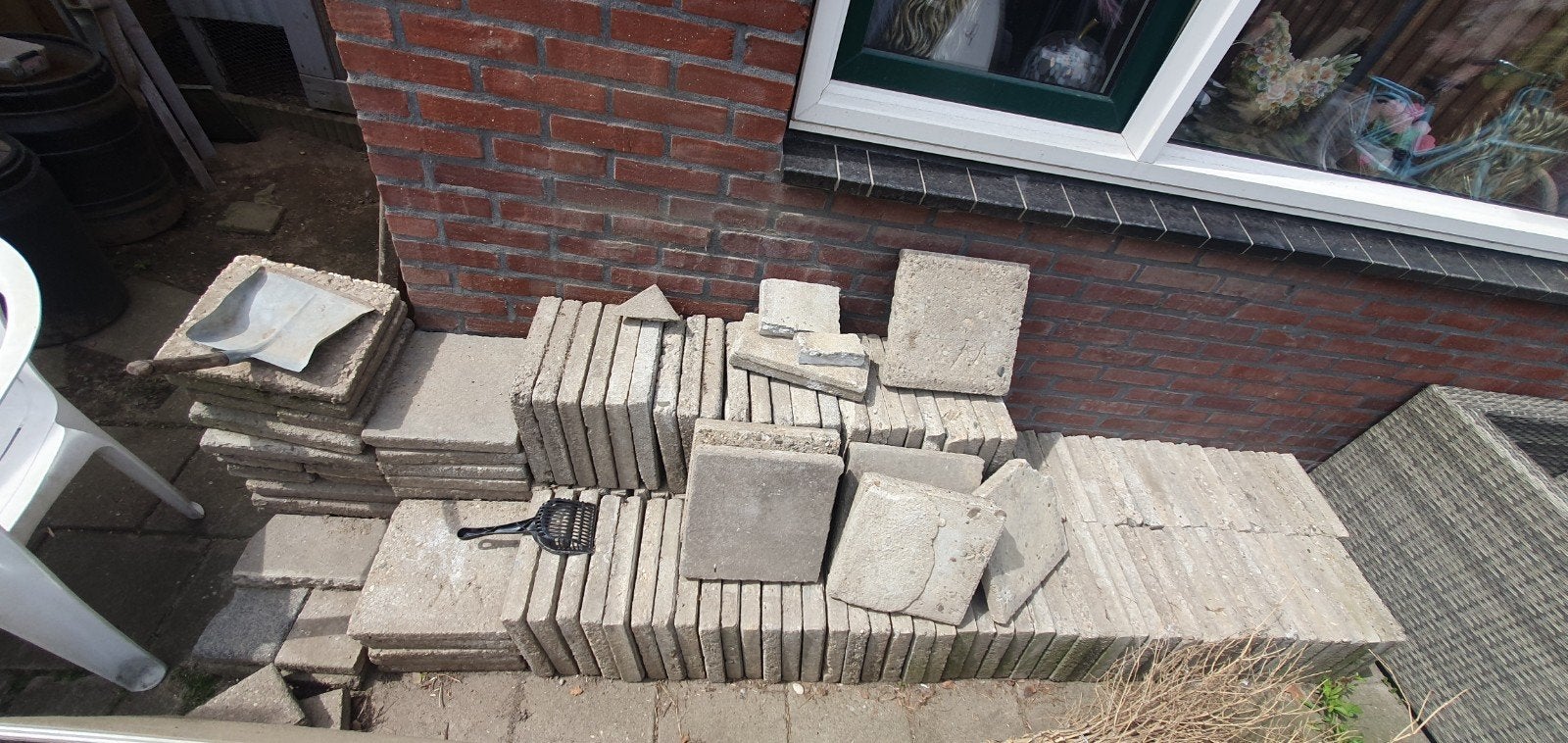 Stoeptegels gratis, Tuin en Terras, Ophalen, Gebruikt, Beton, Terrastegels