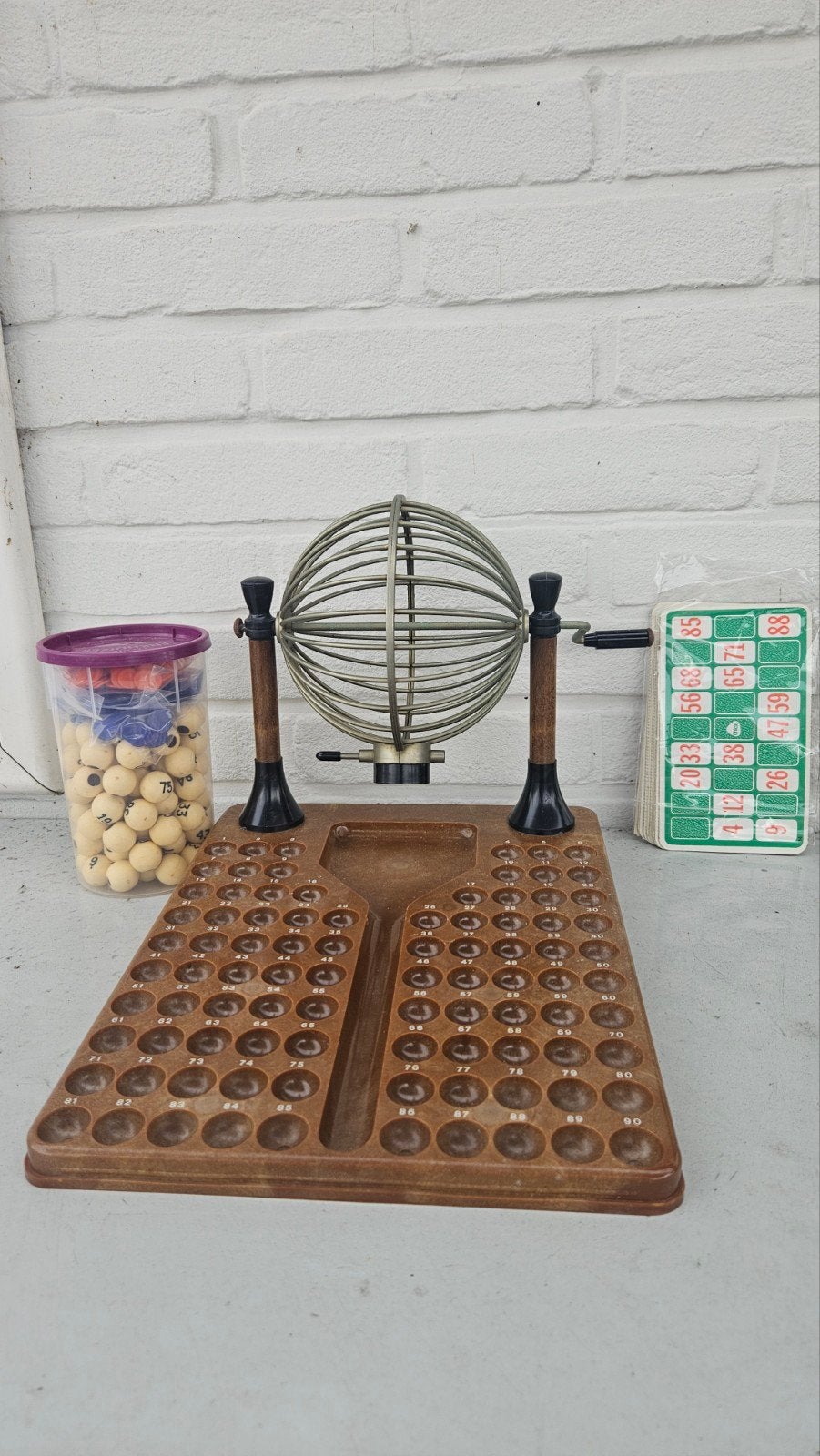 Vintage Bingo Spel met Draaimolen en Kaartjes, Vijf spelers of meer, Ophalen of Verzenden, Gebruikt