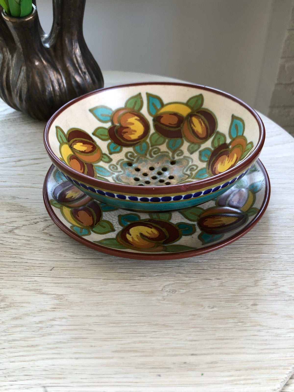 Vintage Plateel Vruchten Fruitschaal, Ophalen of Verzenden