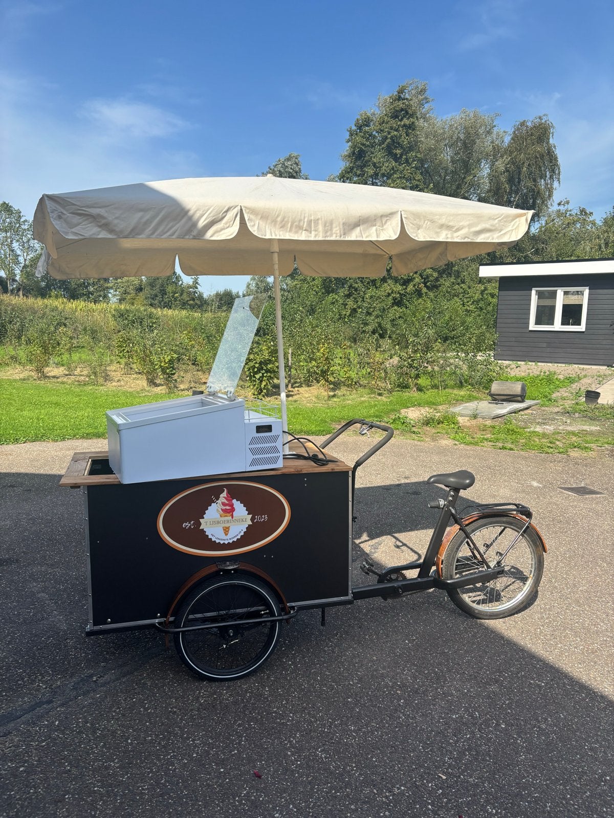 IJscofiets met vriezer en parasol, Gebruikt, Trommelrem, Ophalen, Overige merken