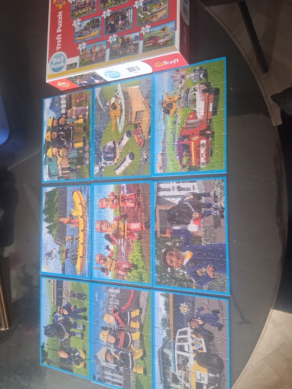 9-in-1 Trefl Puzzel Brandweerman Sam - Nette Staat, Ophalen of Verzenden, Minder dan 500 stukjes, Gebruikt, Legpuzzel