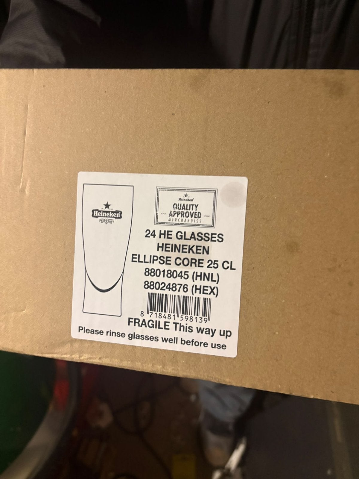 Nieuwe Heineken Ellipse Core 25 CL glazen (24 stuks), Ophalen of Verzenden, Nieuw, Glas, Overige merken
