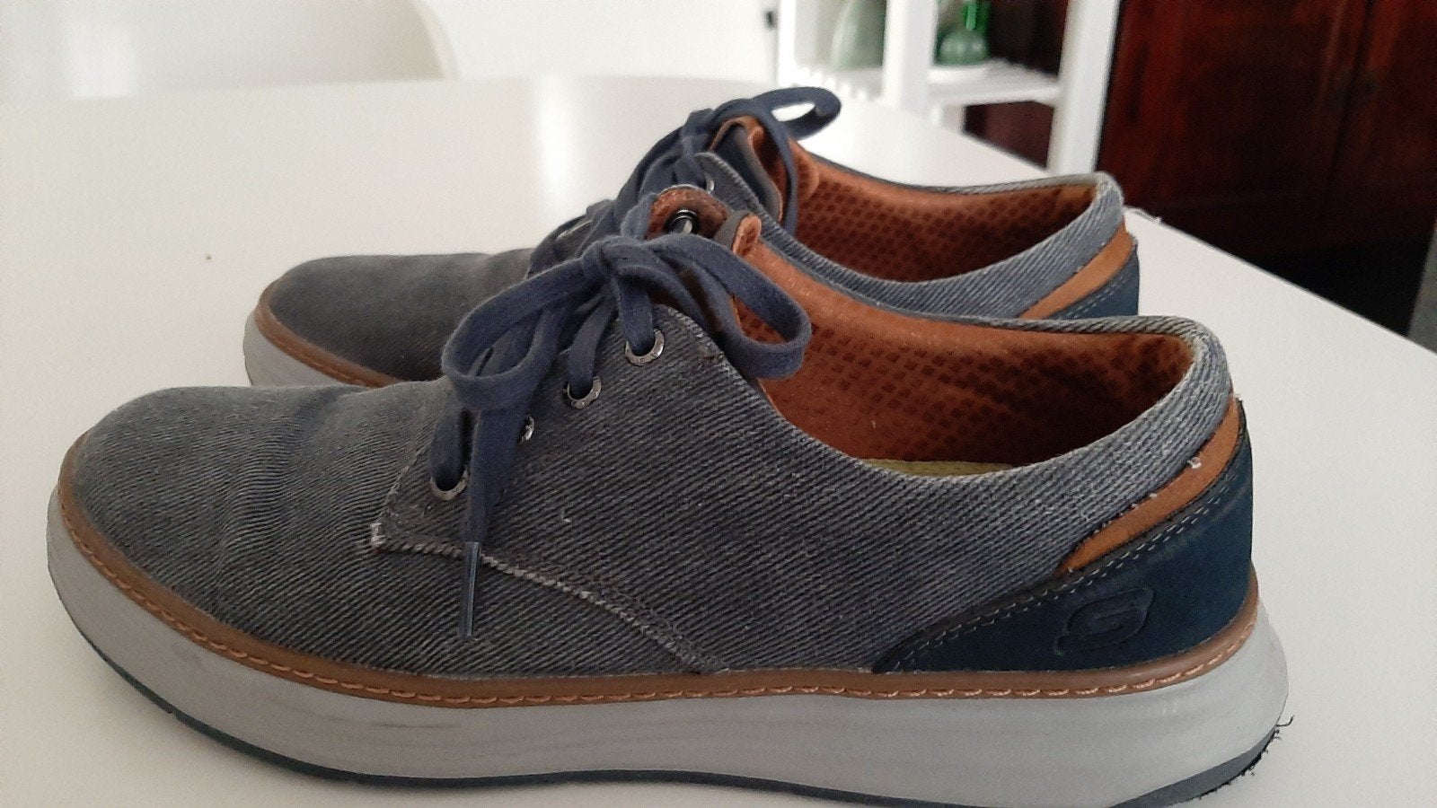 Skechers Moreno canvas schoenen - Maat 43, Kleding | Heren, Schoenen, Blauw, Ophalen of Verzenden, Skechers, Gedragen