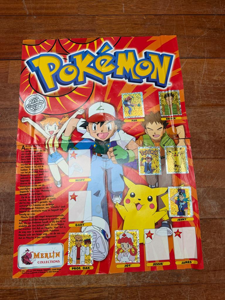 Pokémon poster met stickers - Merlin Collections, Hobby en Vrije tijd, Stickers en Plaatjes, Zo goed als nieuw, Stickers en Plaatjes
