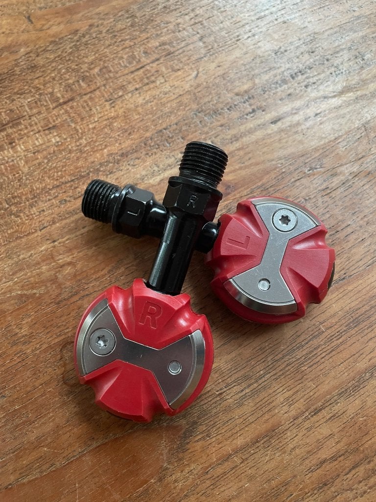 Koopje paar Speedplay pedalen rood zgan €30, Crankstel of Pedalen, Speedplay, Staal, Ophalen of Verzenden