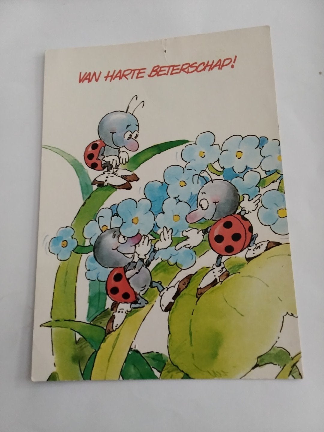 Vintage Beterschapskaart Lieveheersbeestjes, Verzamelen, Ophalen of Verzenden