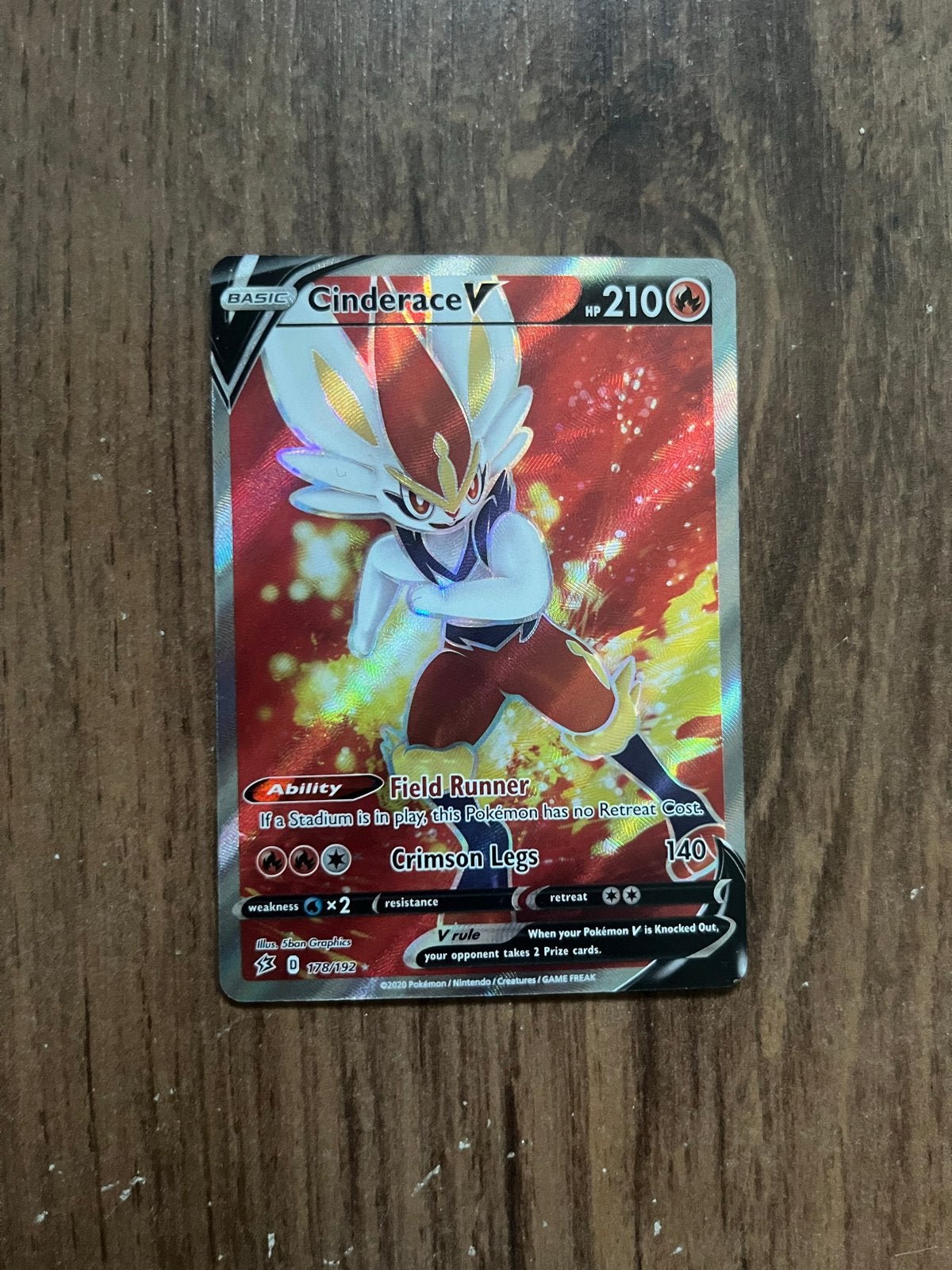 Cinderace V Pokémon kaart (Foil), Ophalen of Verzenden, Zo goed als nieuw, Losse kaart, Foil