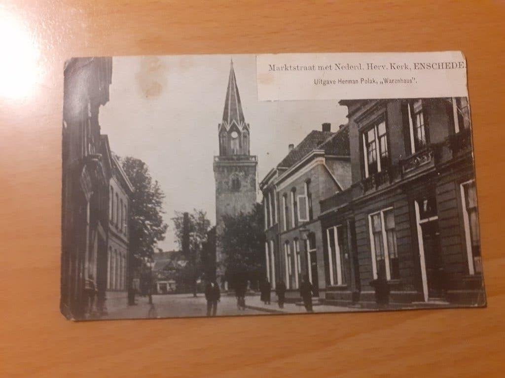 Enschede  Marktstraat   1906, Ophalen of Verzenden, Voor 1920, Gelopen, Overijssel