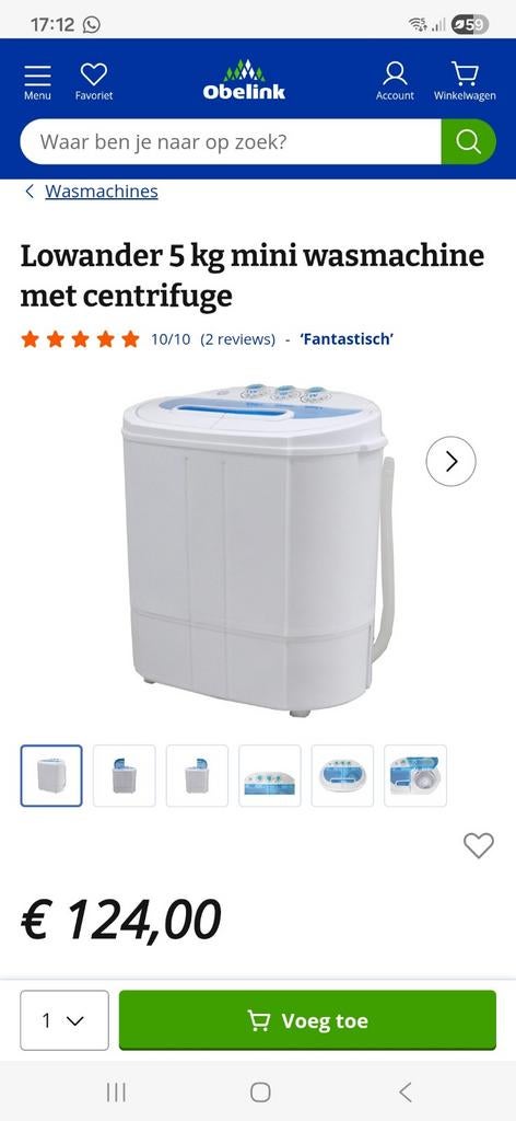 Lowander 5 kg mini wasmachine met centrifuge., Ophalen of Verzenden, Zo goed als nieuw, Kombuis en Sanitair