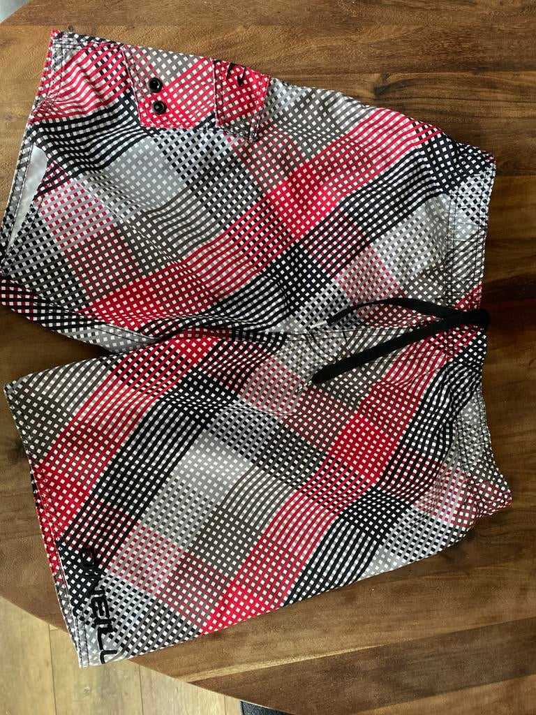 O'Neill zwemshort geruit rood grijs zwart vintage, Ophalen of Verzenden, Maat 48/50 (M), Rood, Zwemshort