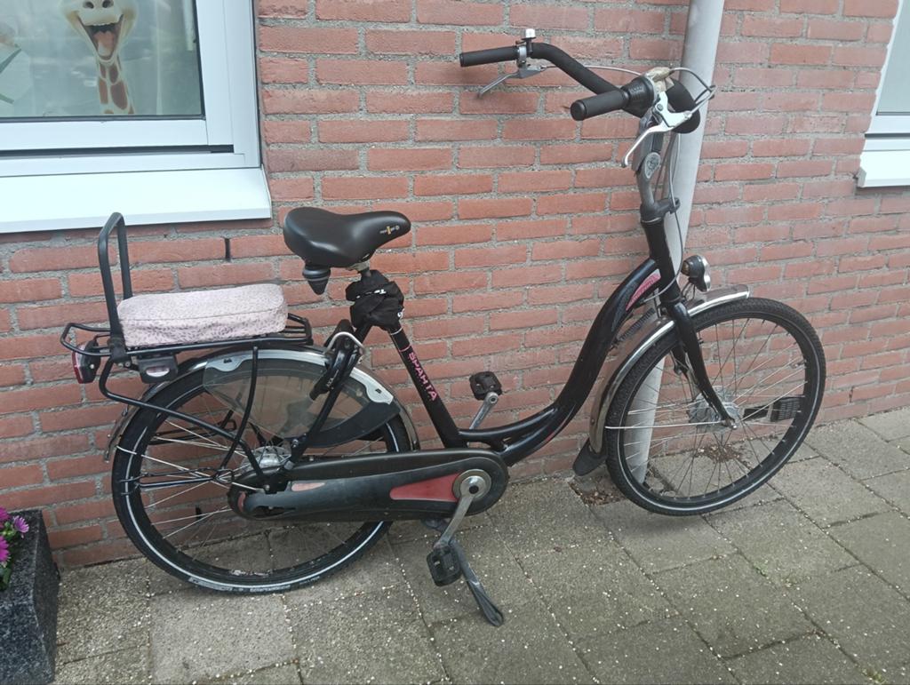 Sparta dames moederfiets met slot en sleutel, Ophalen, Terugtraprem, Sparta, Dubbele standaard