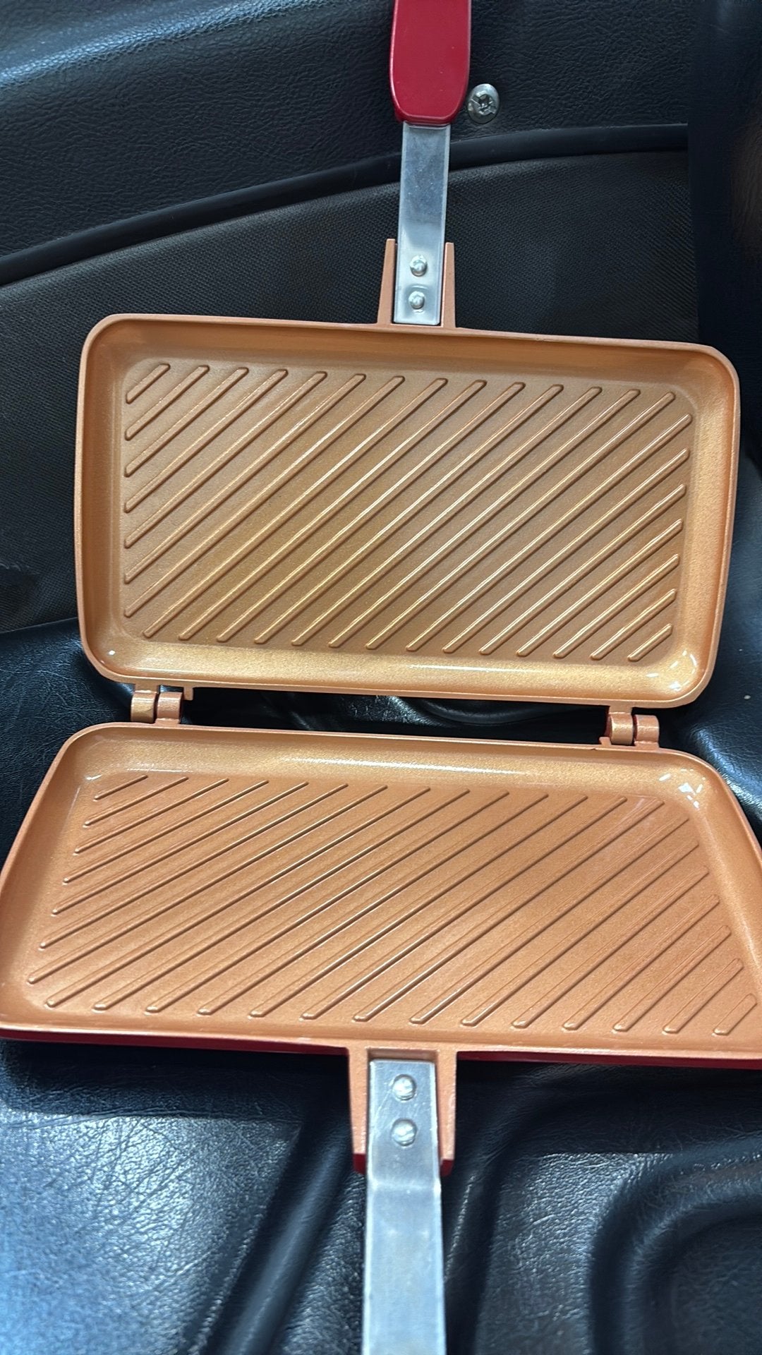Tosti ijzer dubbelzijdig red copper flipwhich duo, Ophalen of Verzenden, Zo goed als nieuw, Nvt, Nvt