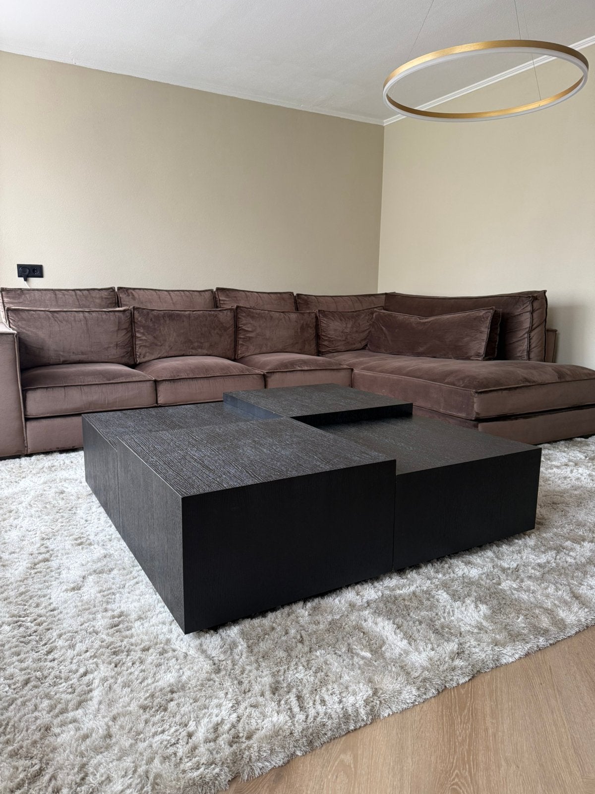 Richmond salontafel – zwart eiken – 130  130 cm, Huis en Inrichting, Ophalen of Verzenden, Zo goed als nieuw, 5 – 50, 100 tot 150 cm