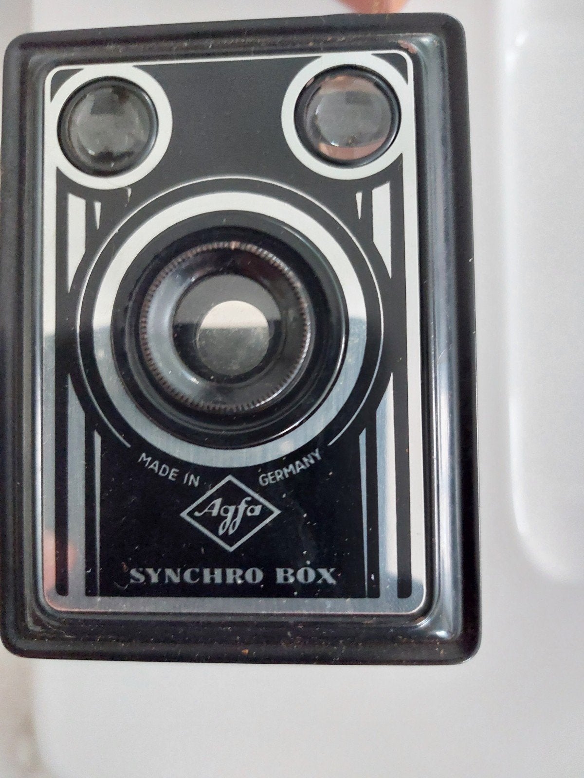 Antieke Agfa Synchro Box camera met flitser en tas, Ophalen of Verzenden