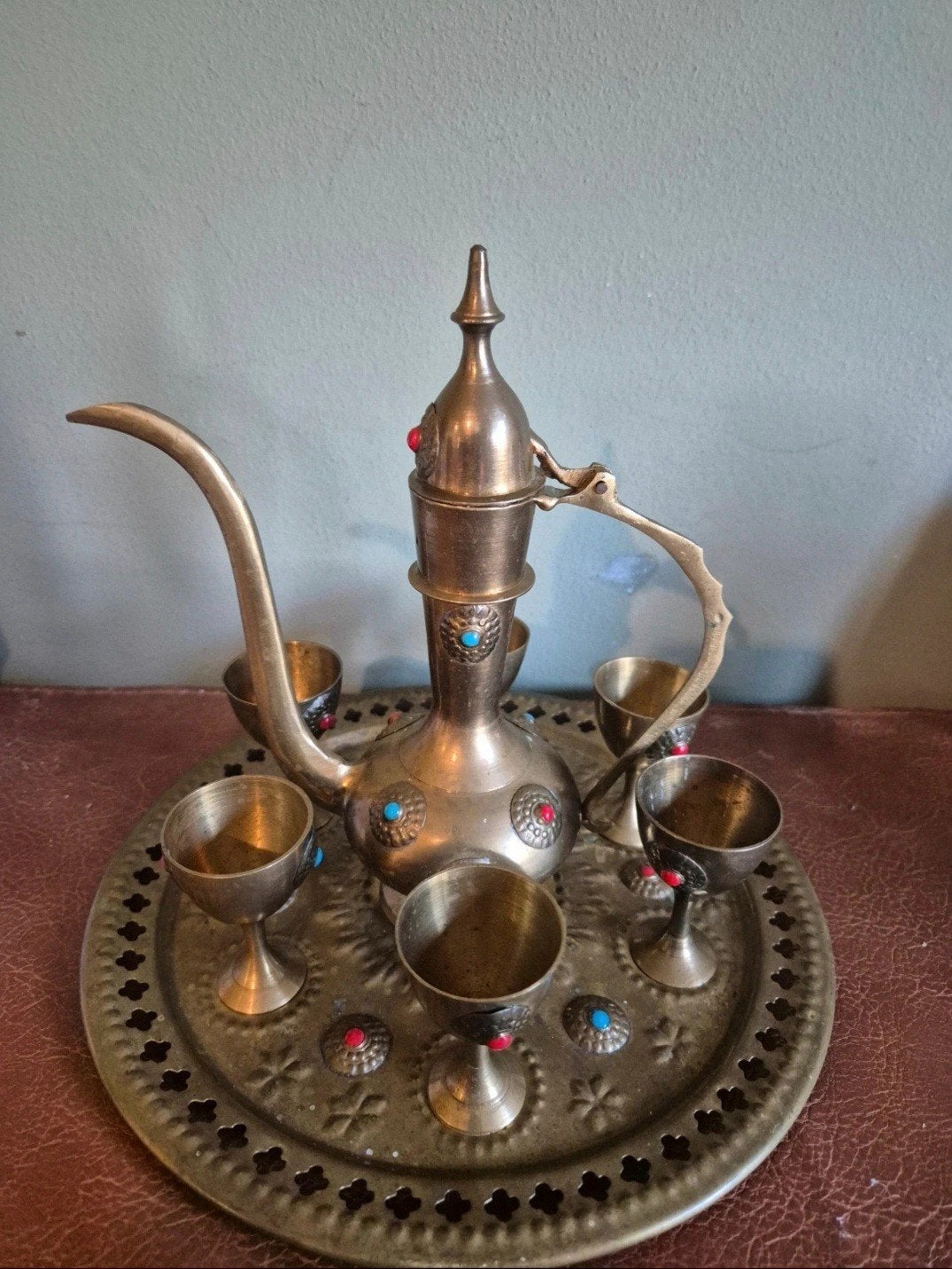 Vintage Messing Arabisch thee serviee (Dallah), Ophalen of Verzenden