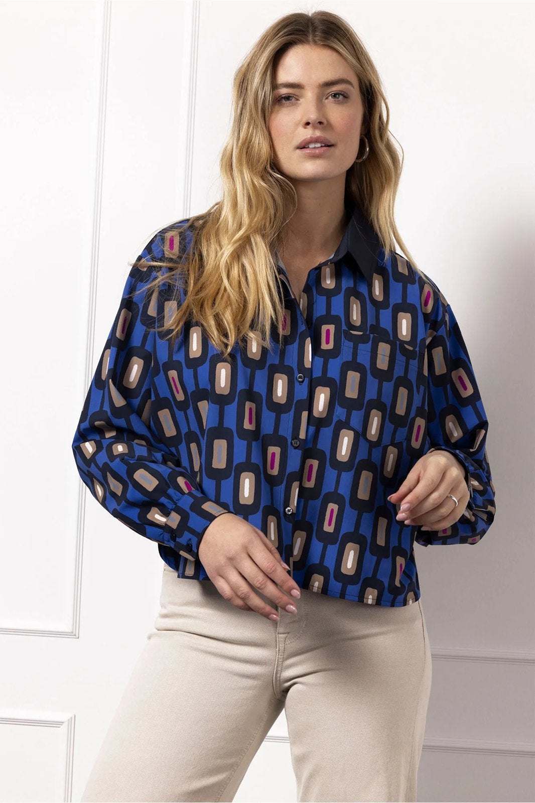 Studio anneloes dion chain blouse L multicolor, Blauw, Maat 42/44 (L), Ophalen of Verzenden, Zo goed als nieuw