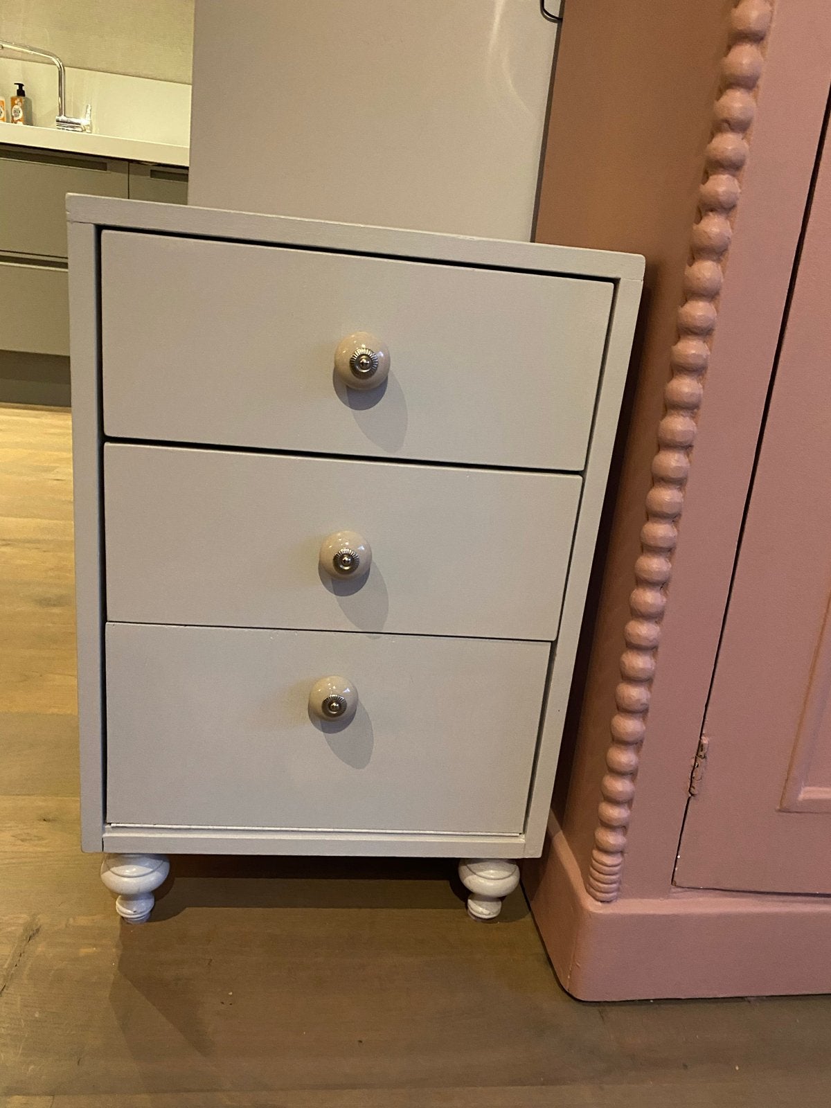 Ladenkastje 40x40x60 cm - Crème/ taupe met 3 laden, Ophalen, Minder dan 50 cm, Gebruikt, 3 of 4 laden