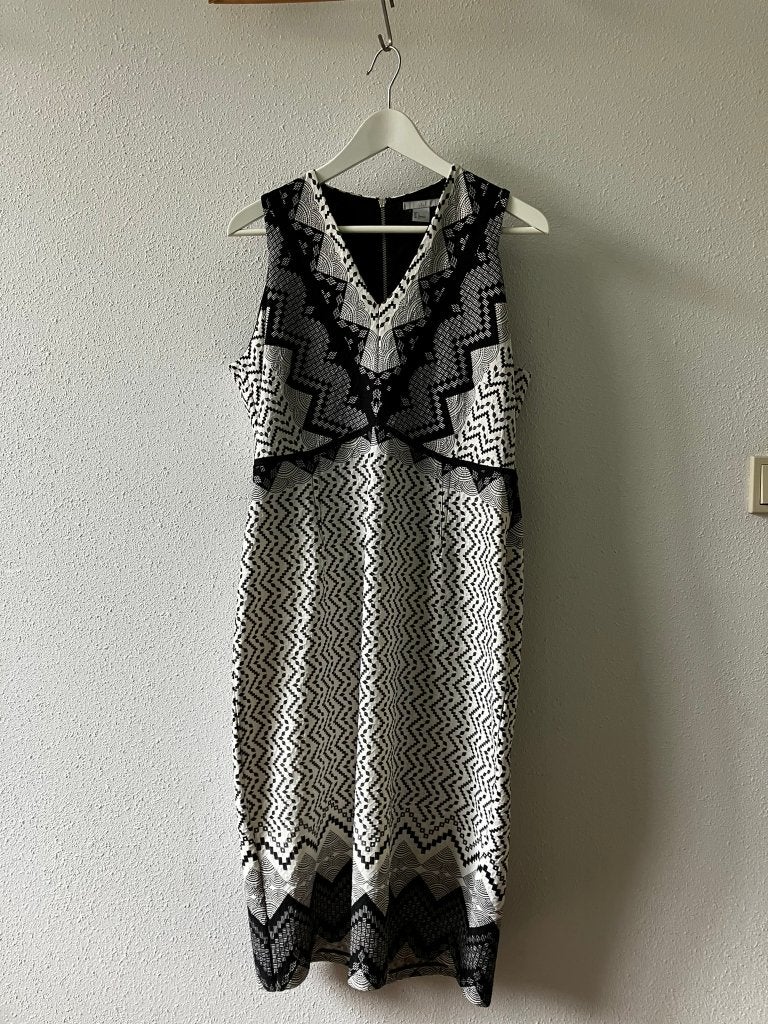 Mooie zwart witte jurk - NIEUW, H&M, Zwart, Maat 42/44 (L), Nieuw