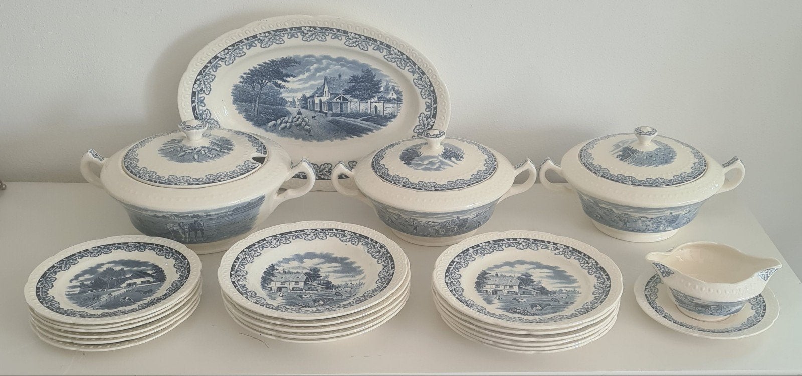 Servies Boerenhoeve blauw Société Céramique Maestricht, Antiek en Kunst, Ophalen of Verzenden