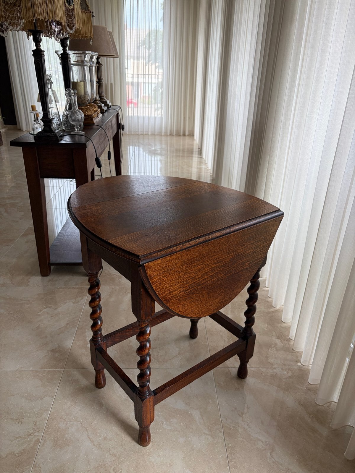 Antiek inklapbaar tafeltje - Eikenhouten gateleg tafel, Ophalen