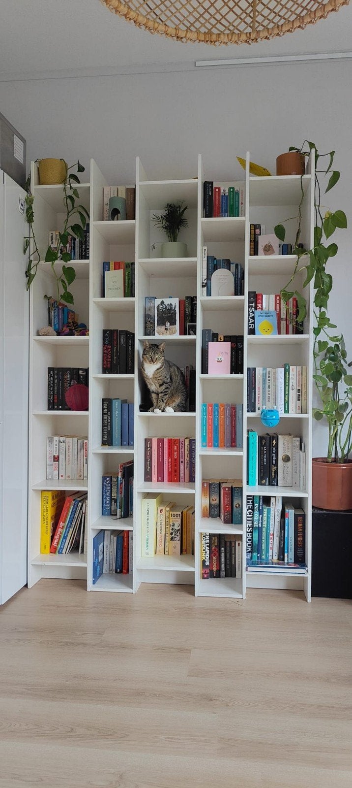 Speelse boekenkast Woood (expand) wit, Huis en Inrichting, Kasten | Boekenkasten, Ophalen, Gebruikt, 100 tot 150 cm, 200 cm of meer