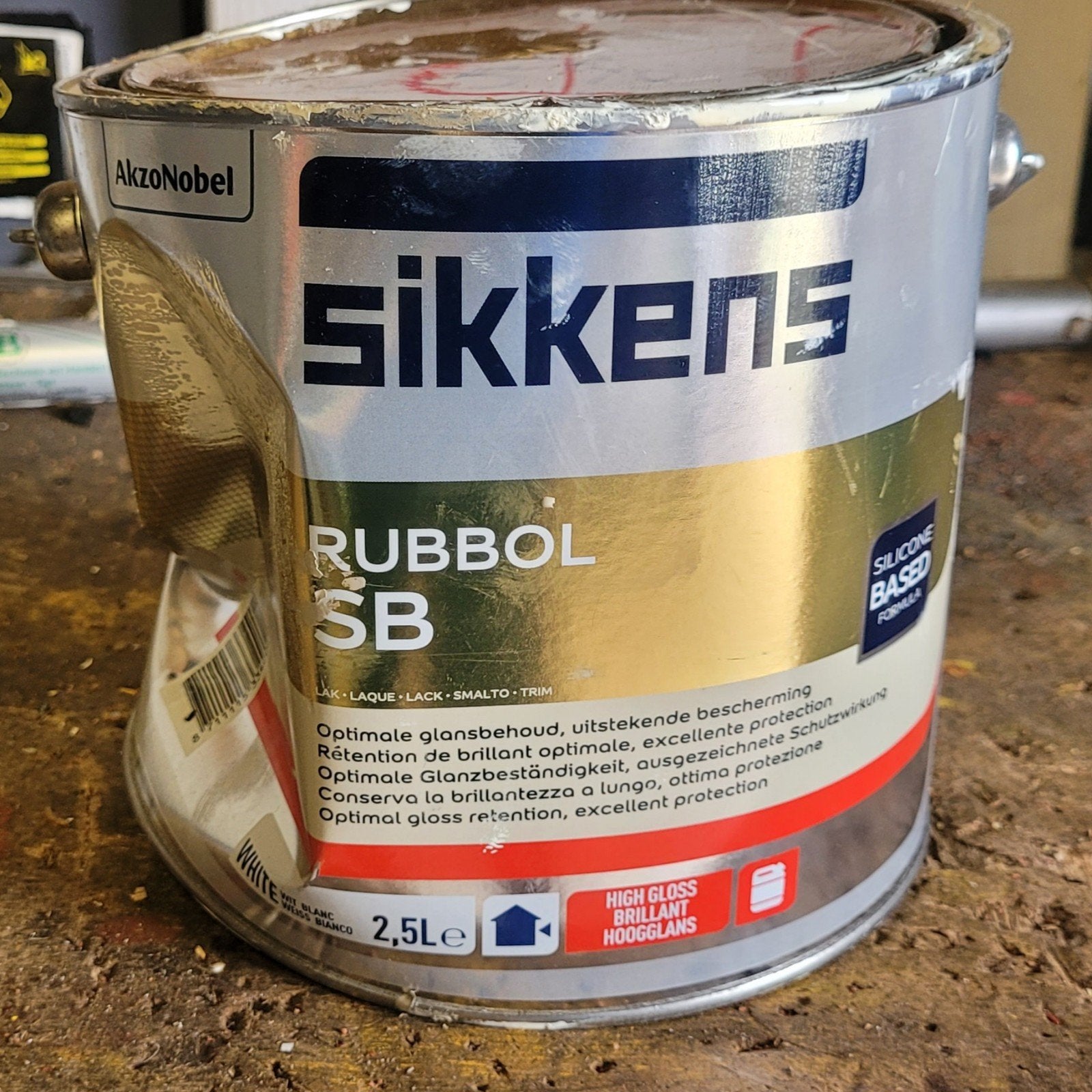 Sikkens Rubbol SB hoogglans wit 2.5 ltr 65% vol!, Doe-het-zelf en Verbouw, Verf, Beits en Lak, Ophalen of Verzenden, Nieuw, Wit