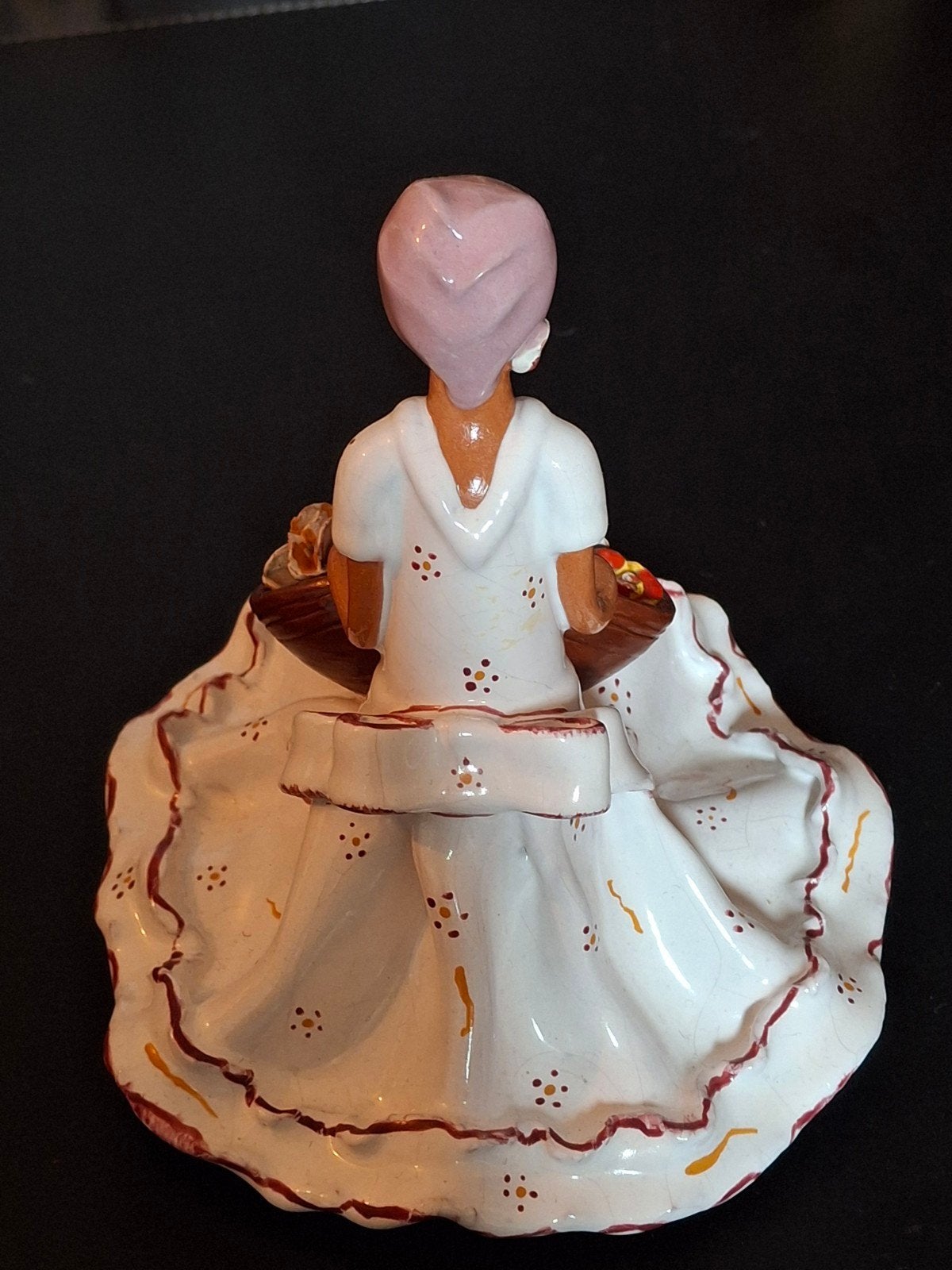 Vintage Dominicaanse Keramische Vrouw met Fruitmand, Antiek en Kunst, Ophalen