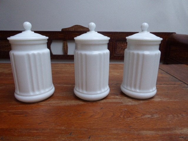 3 opaline voorraadpotten, Italy, Ophalen of Verzenden