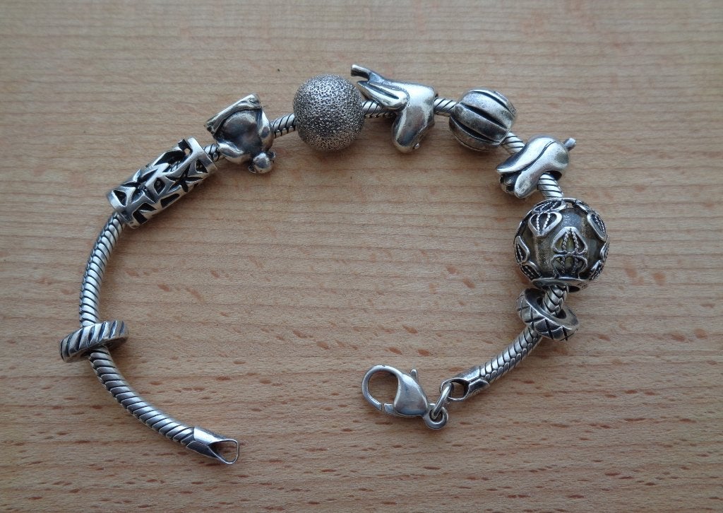 zilveren TEDORA armband met tedora bedels [785], Verzenden, Zo goed als nieuw, Met bedels of kralen, Zilver