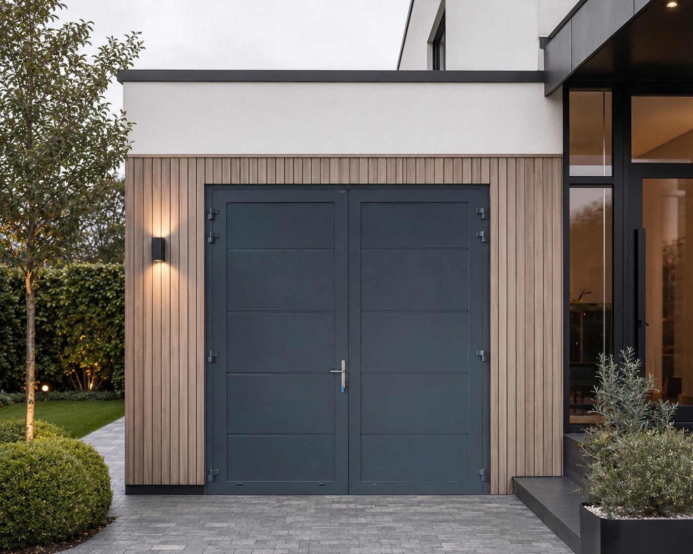 Wiśniowski dubbele openslaande aluminium garagedeur RAL 7016, Doe-het-zelf en Verbouw, Kozijnen en Schuifpuien, Zo goed als nieuw