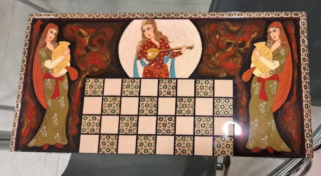 HANDGEMAAKTE Perzische (isfahan) Khatam Kari, Antiek en Kunst, Overige typen, 50 cm, Meerkleurig, Overige herkomsten