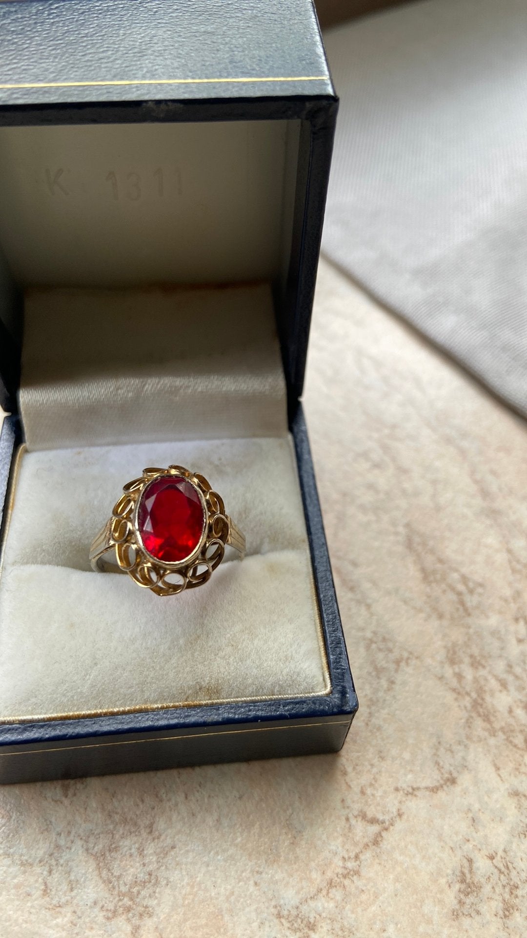 Ring antiek goud op zilcer met robijn mt 19, Sieraden, Tassen en Uiterlijk, Antieke sieraden, Ophalen of Verzenden, Zilver, Ring