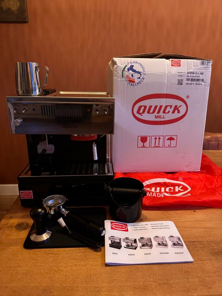 Quick Mill 835 Espressomachine- Zwart/RVS -Zo goed als nieuw, Ophalen of Verzenden, Zo goed als nieuw
