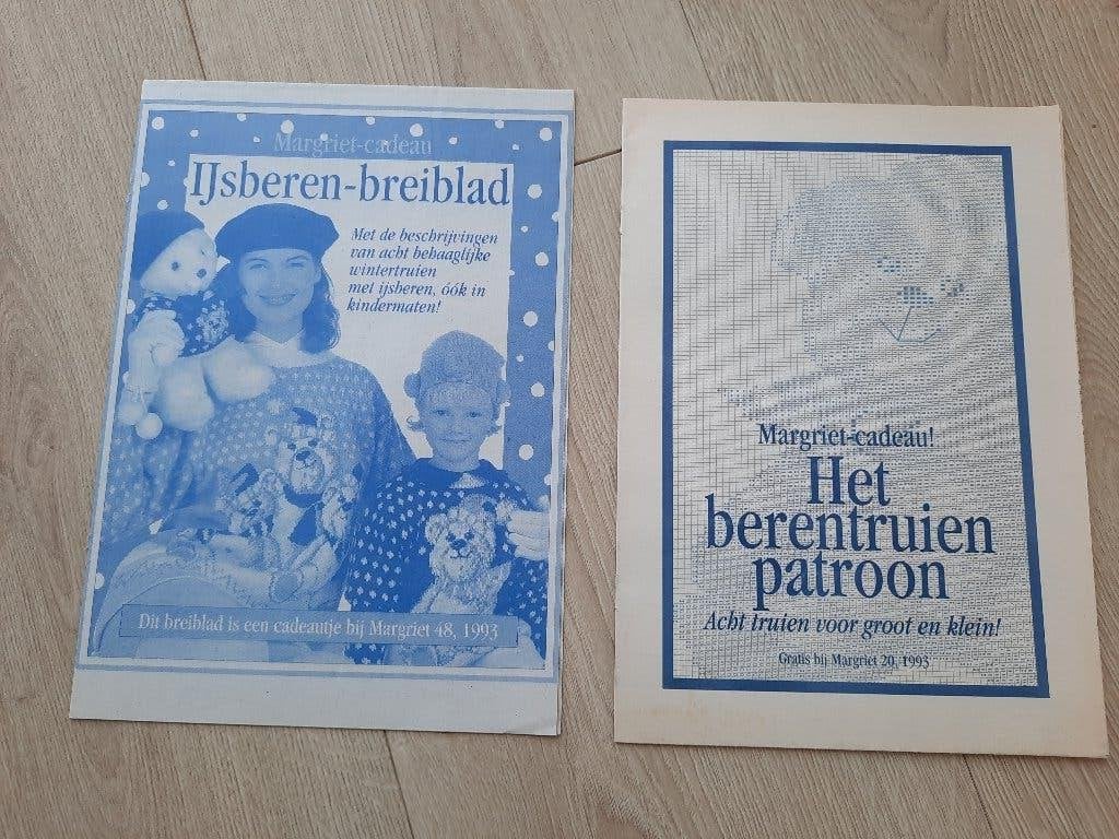 2 oude boekjes Margriet beren breipatronen 1993, Ophalen of Verzenden, Zo goed als nieuw, Breien, Patroon of Boek