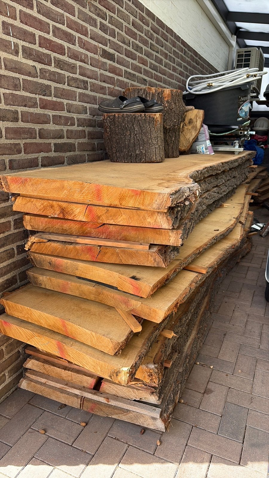 Meubel droge " Eiken planken" - 3m lang, 5,5-6,5 cm dik, Doe-het-zelf en Verbouw, Hout en Planken, Gebruikt, Eiken, Ophalen of Verzenden