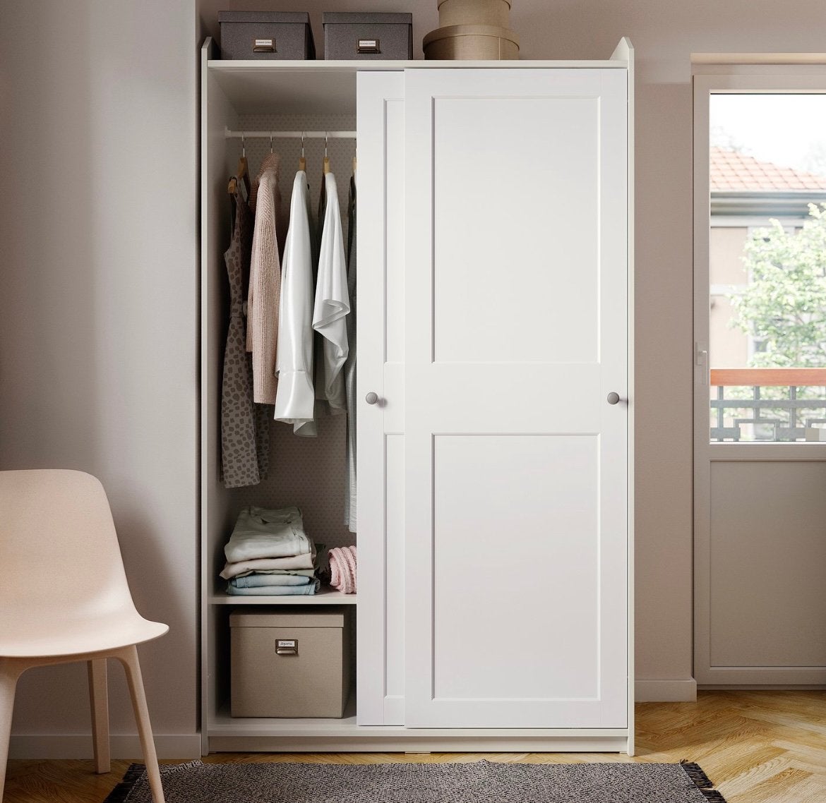 Hauga schuifdeurkast IKEA, Zo goed als nieuw, Minder dan 100 cm, 25 tot 50 cm, 50 tot 100 cm