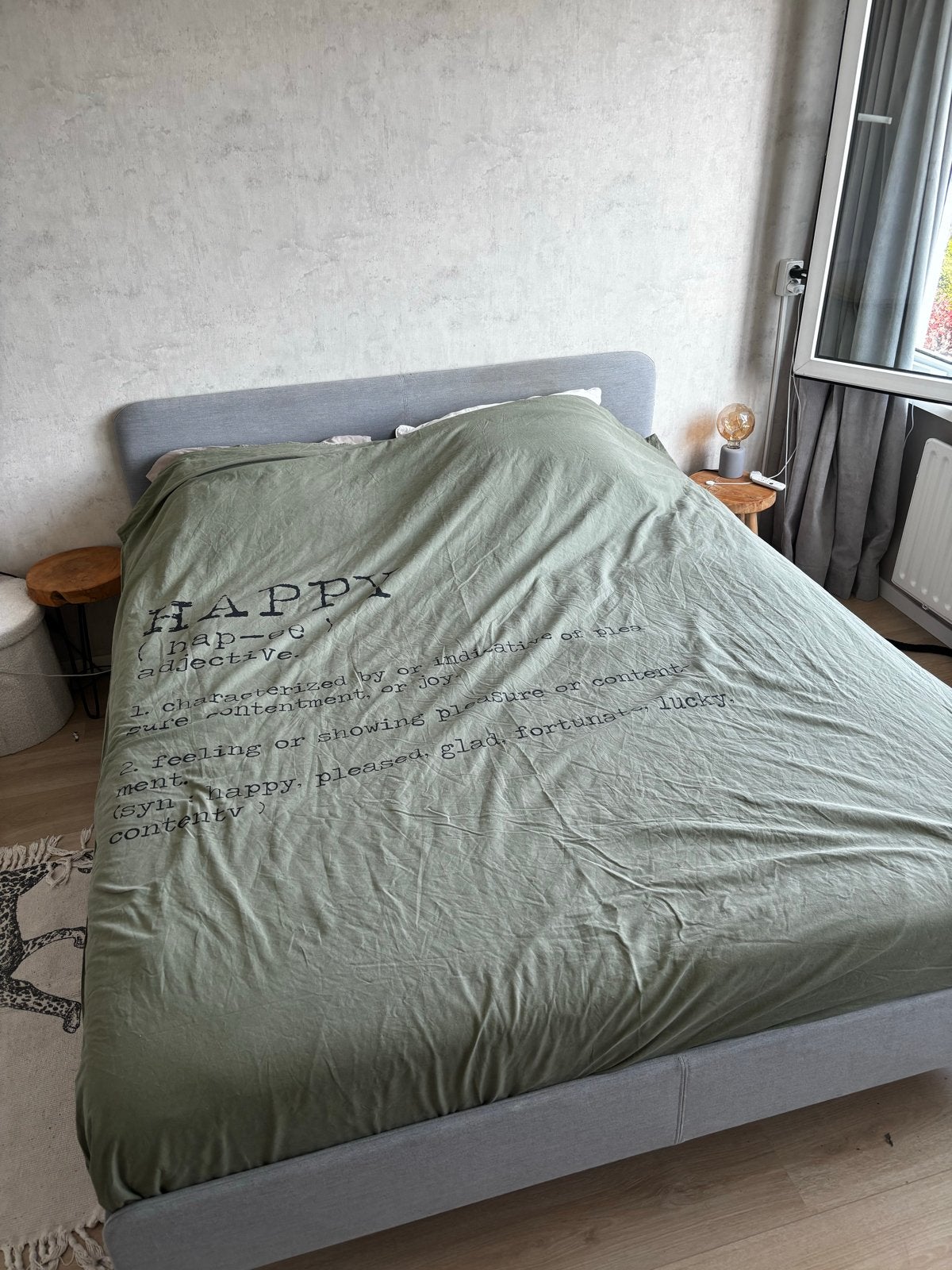 IKEA SLATTUM bed 160x200 - lichtgrijs gestoffeerd, Huis en Inrichting, Slaapkamer | Bedden, Ophalen, Gebruikt, Tweepersoons, 200 cm