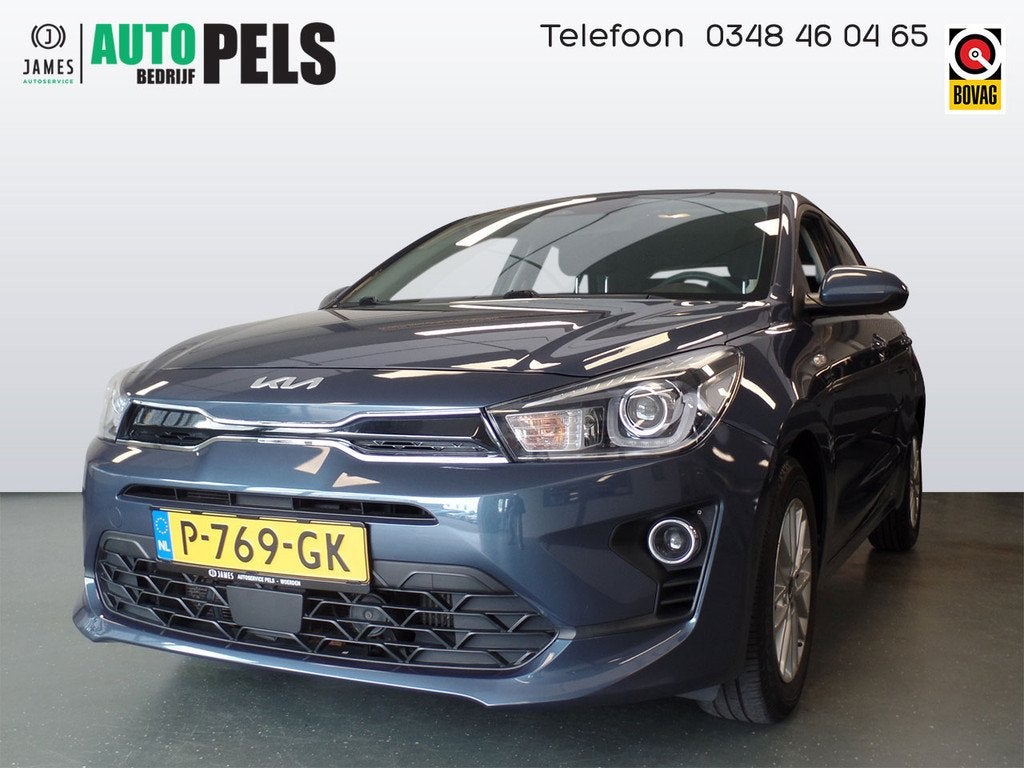 Kia Rio 1.0 T-GDi MHEV DynamicLine Navigatie, Apple carplay,, Auto's, Kia, Voorwielaandrijving, Gebruikt, Euro 6, Blauw
