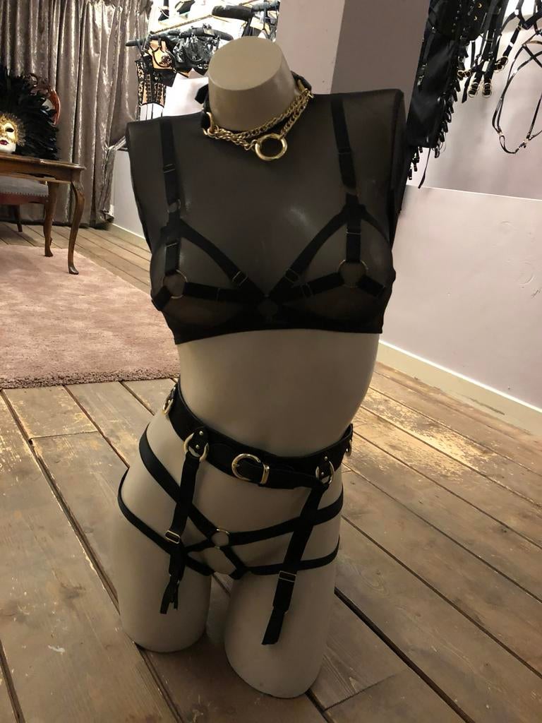 Pony Leather Suspender Belt - The Model Traitor / Size Small, Kleding | Dames, Ondergoed en Lingerie, Body of Korset, Zwart, Ophalen of Verzenden