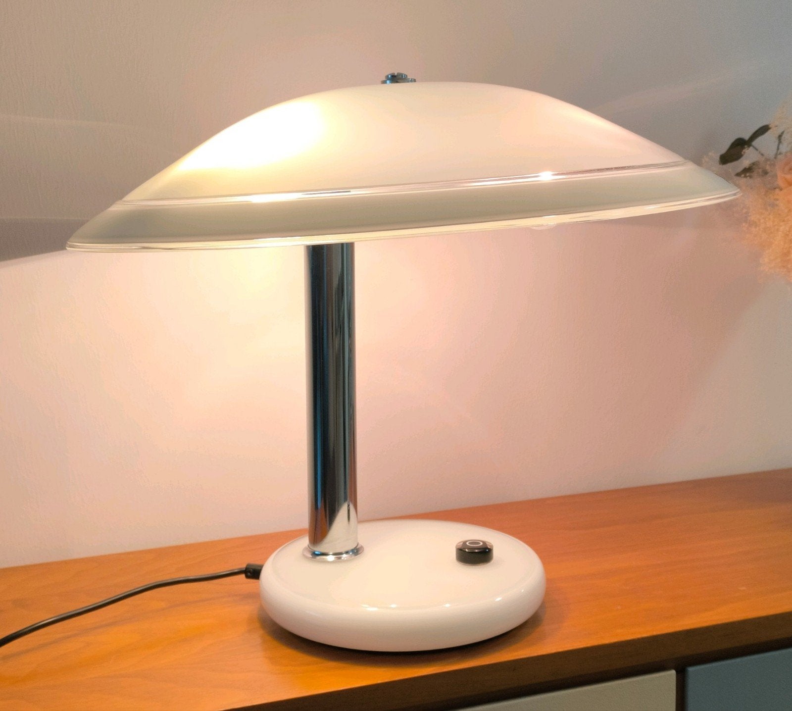 Tafellamp Italië jaren '80 Murano Faliera Luciano Vistosi, Ophalen, Bureaulamp, E14 (klein), Wit