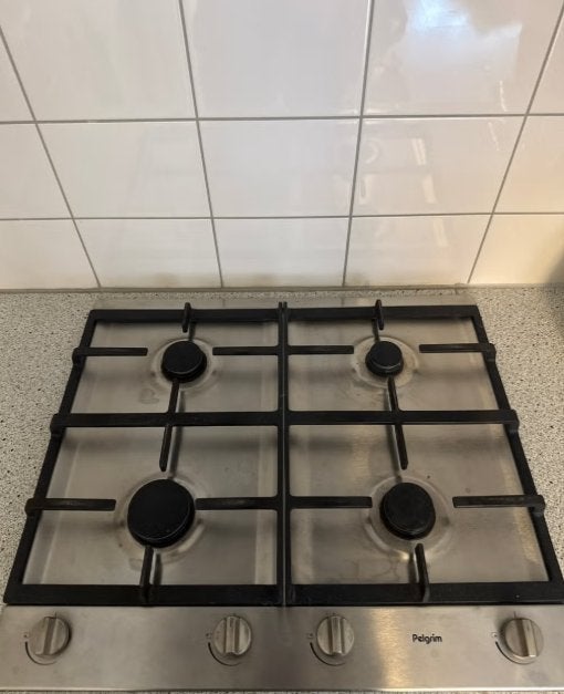 Pelgrim gasfornuis 4-pits RVS - Gebruikt, Ophalen, Gebruikt, 4 kookzones, Inbouw