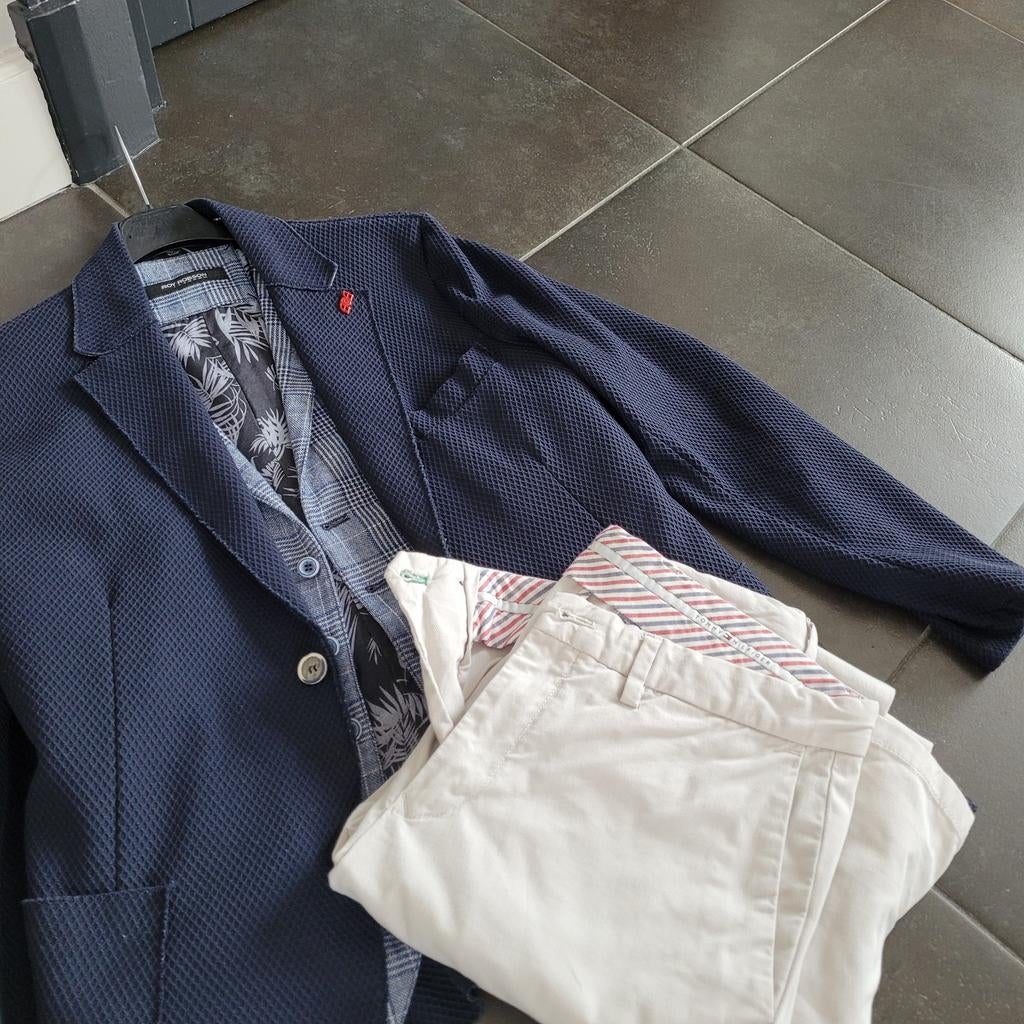 Stijlvolle herenoutfit: Colbert, gilet en chino, Kleding | Heren, Kostuums en Colberts, Blue Industry, Blauw, Overige maten, Ophalen of Verzenden