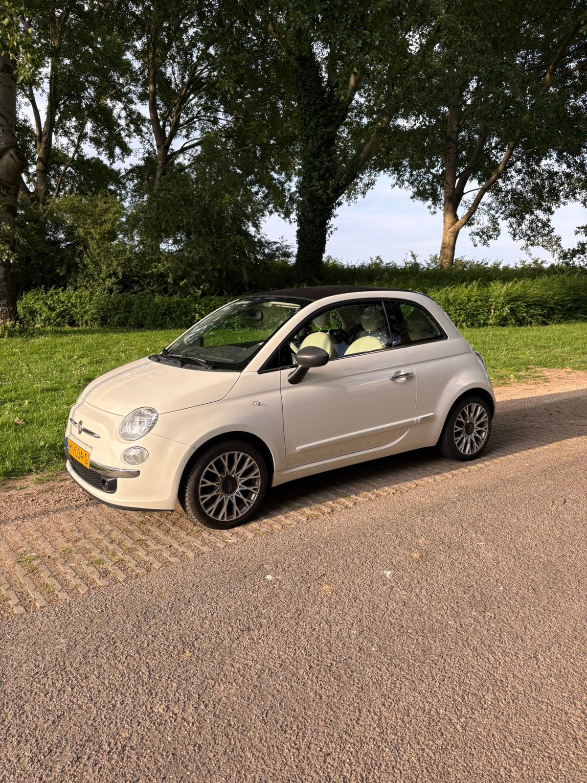 Fiat 500C 0.9 TwinAir Turbo Lounge Cabrio, Cabriolet, Leder en Stof, Beige, Handgeschakeld