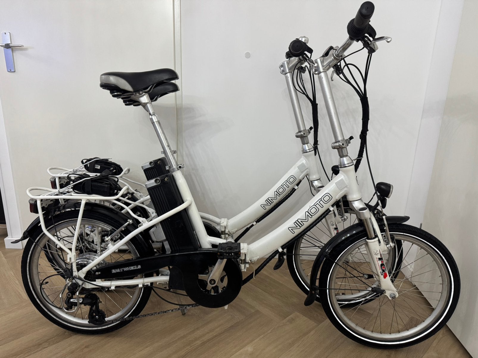 2x Nimoto Elektrische vouwfietsen 20 inch gereviseerde accus, Fietsen en Brommers, Fietsen | Vouwfietsen, 20 inch of meer, Velgrem